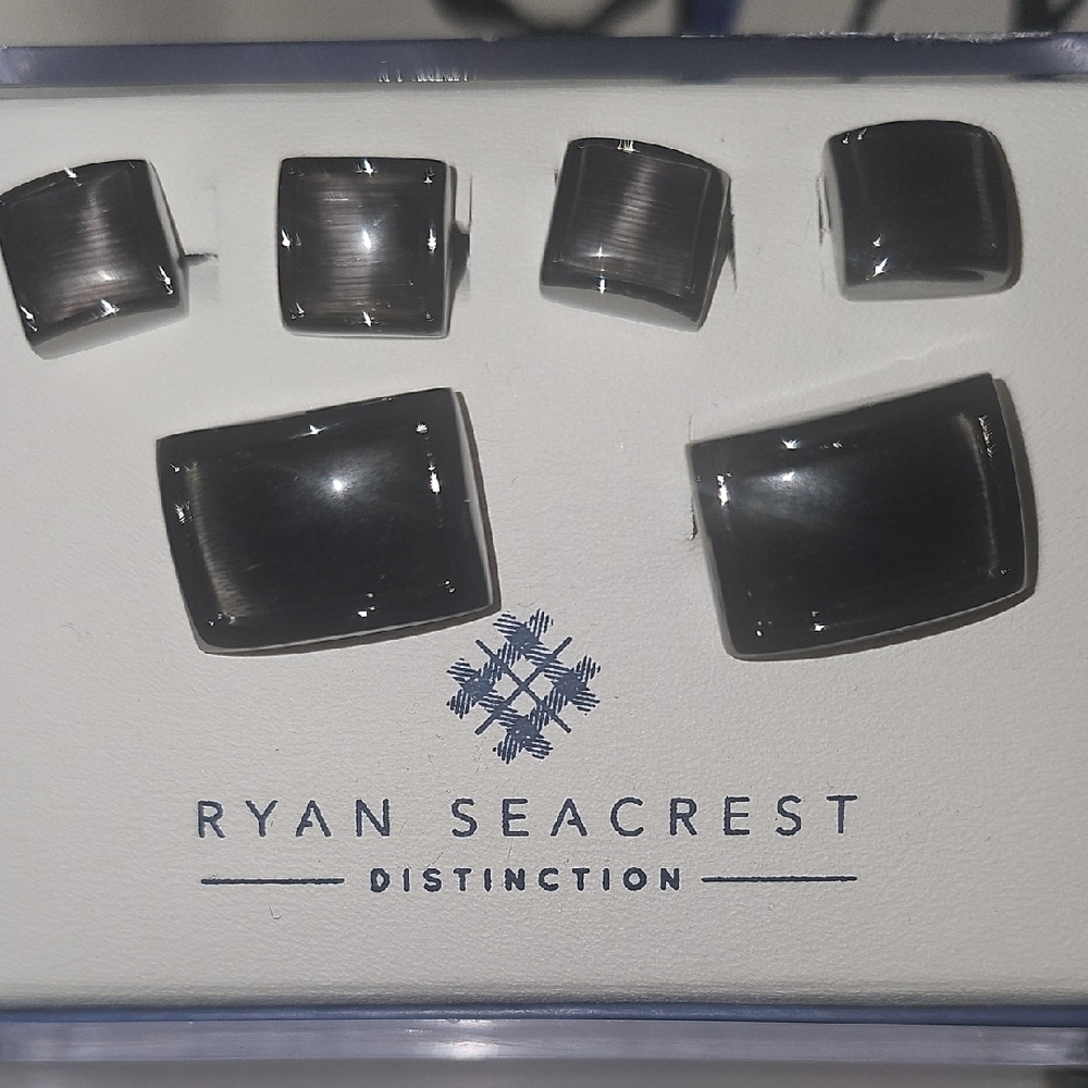 Ryan Seacrest Distinction NWT Men’s Cufflink Set in Gunmetal Black - Picture 3 of 5